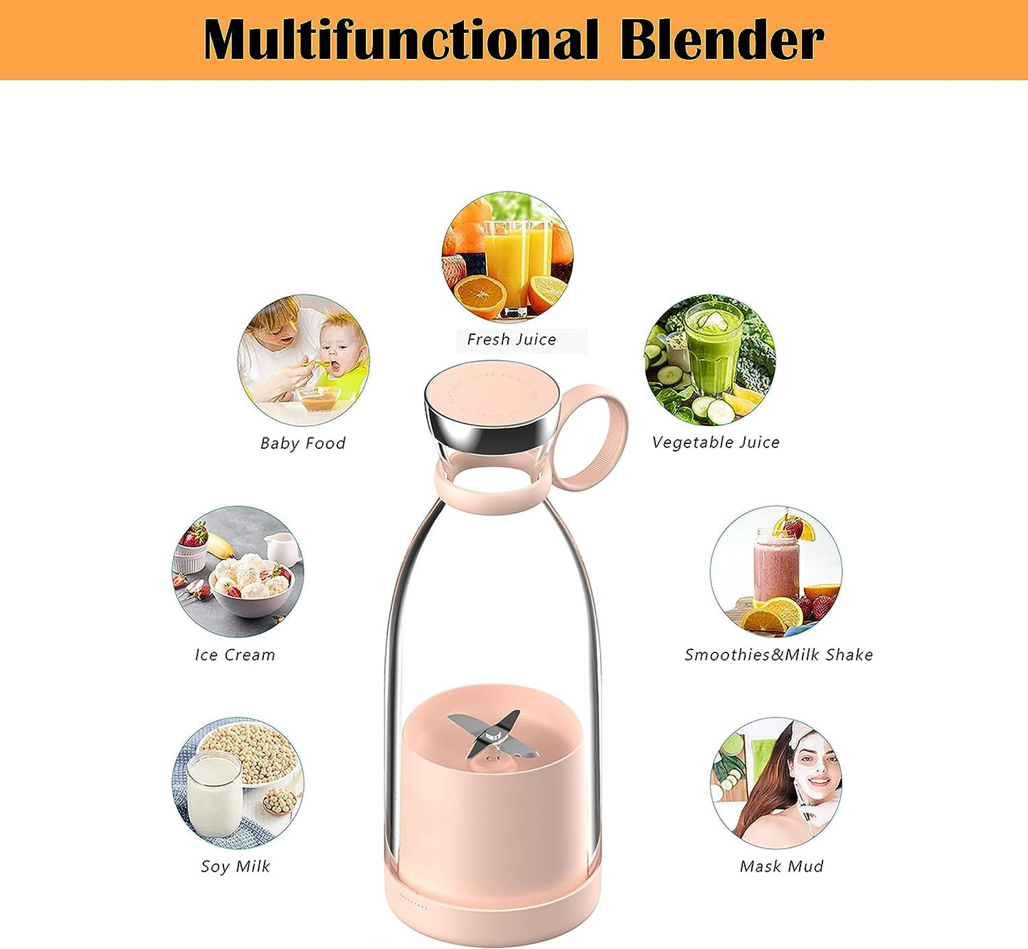 Portable USB Rechargeable Juicer Bottle – Fresh Juice Anytime