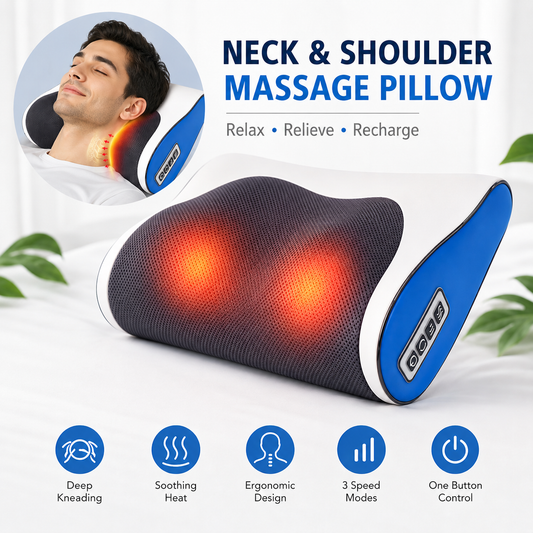 Deep Kneading Neck & Shoulder Massage Pillow – Full Body Pain Relief