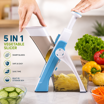 5-in-1 Manual Vegetable Slicer & Chopper with Storage Box