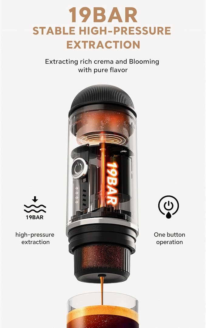 Compact Espresso Coffee Maker – Portable Mini Coffee Machine for Home, Office & Travel
