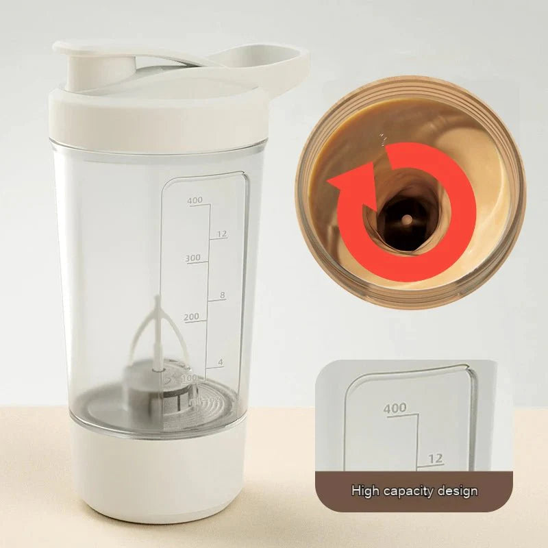 400ML Electric Protein Shaker Bottle – Automatic Self Mixing Cup for Gym, Milk & Coffee (1200mAh Rechargeable USB Blender)