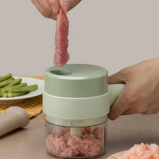 4 in 1 Handheld Electric Vegetable Cutter, USB Rechargeable Vegetable Cutter Slicer