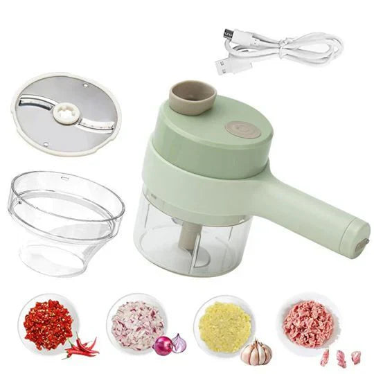 4 in 1 Handheld Electric Vegetable Cutter, USB Rechargeable Vegetable Cutter Slicer