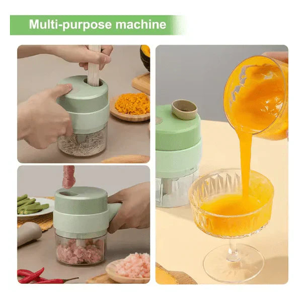 4 in 1 Handheld Electric Vegetable Cutter, USB Rechargeable Vegetable Cutter Slicer