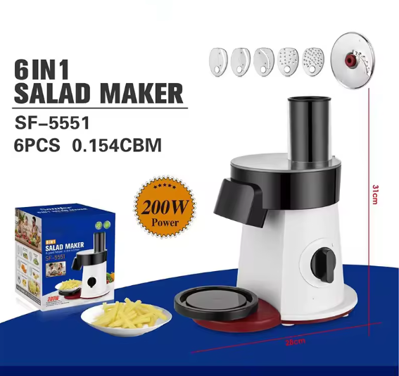 Sonifer 5-in-1 Electric Salad Maker – 200W Powerful Vegetable Slicer & Shredder