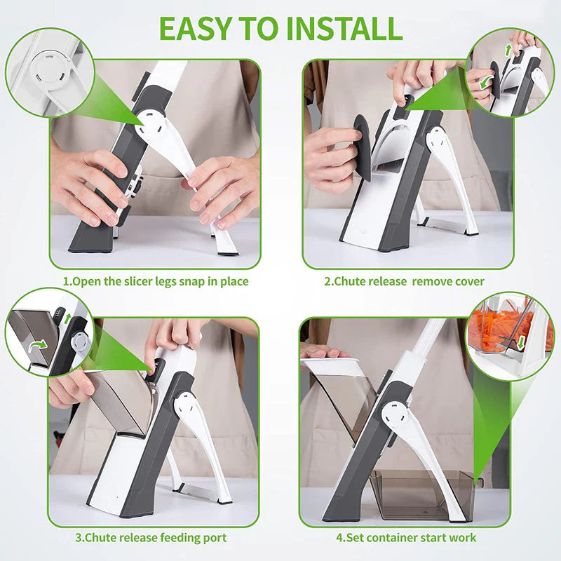 5-in-1 Manual Vegetable Slicer & Chopper with Storage Box
