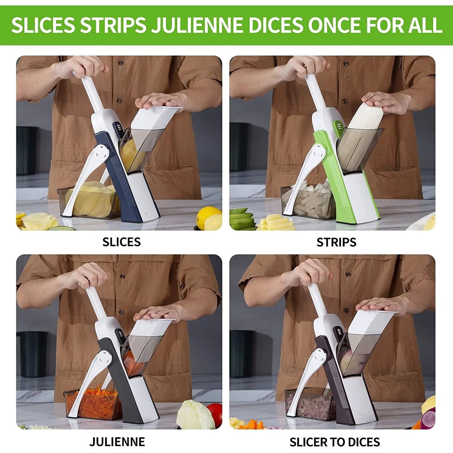 5-in-1 Manual Vegetable Slicer & Chopper with Storage Box