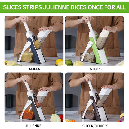 5-in-1 Manual Vegetable Slicer & Chopper with Storage Box