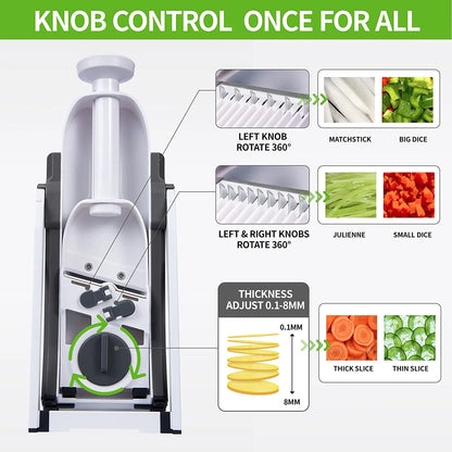 5-in-1 Manual Vegetable Slicer & Chopper with Storage Box